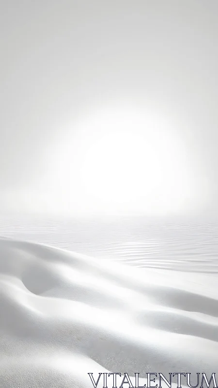 Silent white dunes dissolve into a blinding celestial horizon.