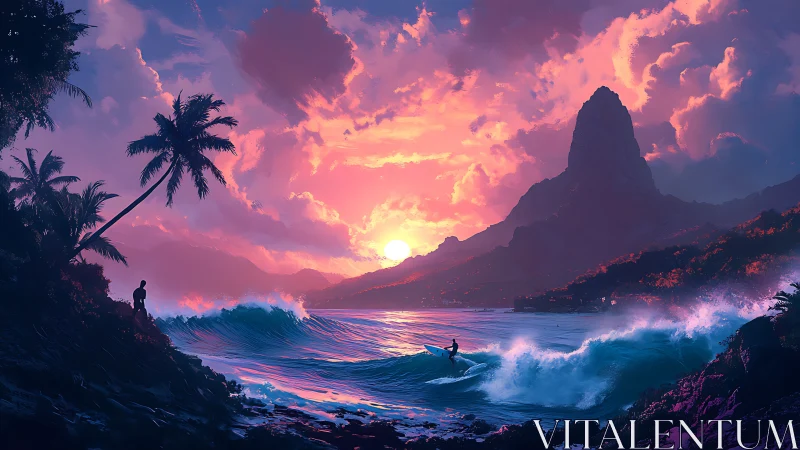 Sunset waves rehearse beneath a molten cotton-candy sky