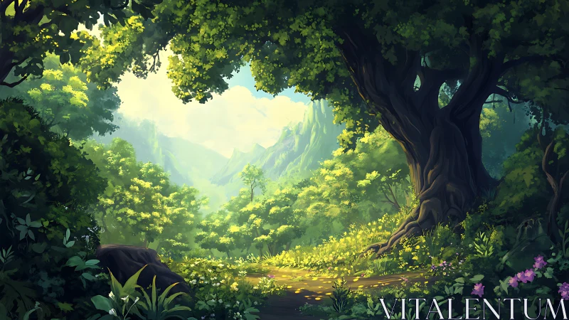 Luminescent Forest Gateway: Where Ancient Trees Frame Emerald Mysteries