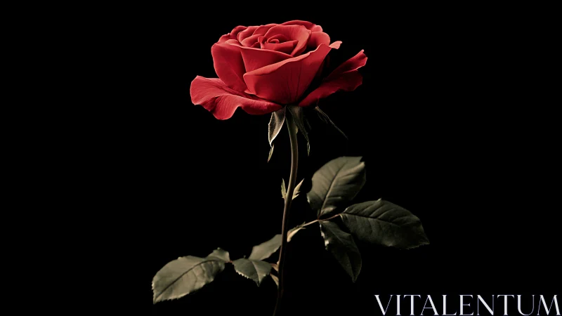 Red Rose on Black Background.