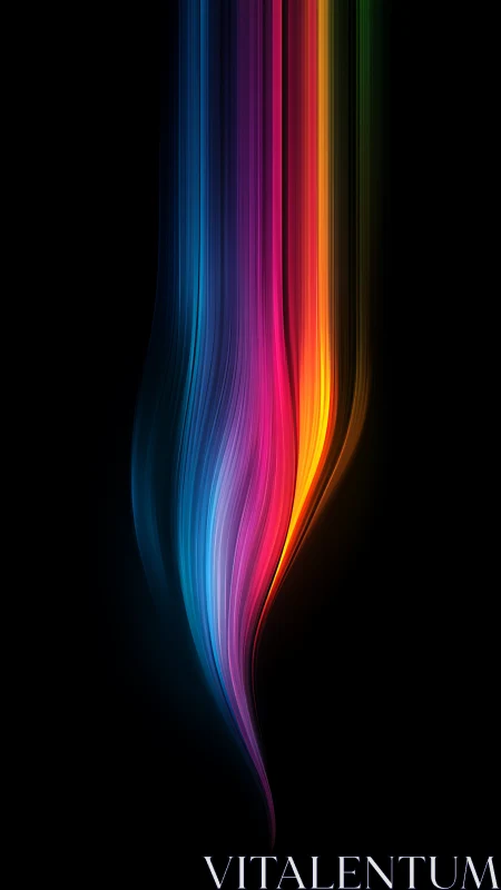 Chromatic light trails streaming over deep black ground.