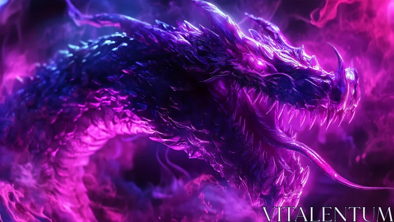 Bioluminescent spectral dragon rendered in high-gloss neon plasma