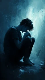 Quiet blue corner of reflection and tender vulnerability.