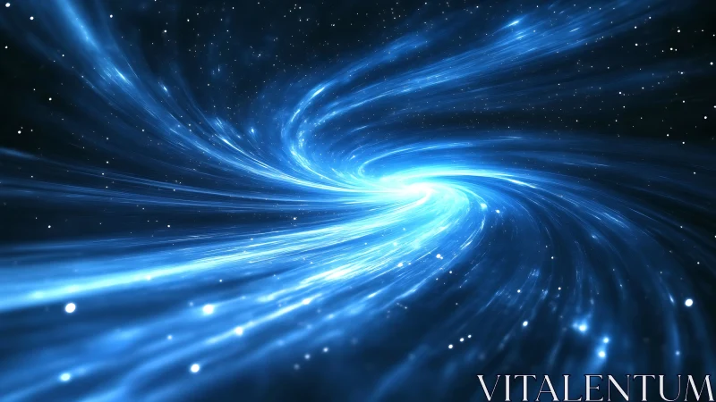 Luminescent blue space vortex rendered in dynamic radial motion