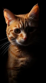 Orange Tabby Cat Portrait. Studio Lighting.