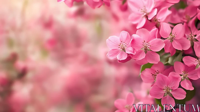 Pink crabapple blossoms with shallow depth of field bokeh effect