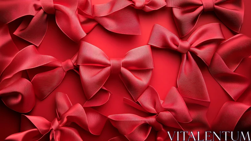 Red grosgrain ribbon bows in dense symmetric surface array.