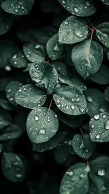 Rain-kissed emerald leaves holding tiny mirrored worlds.