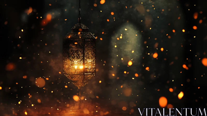 Glowing Lantern Suspended in Warm Particles.