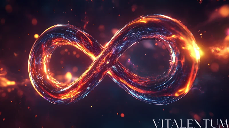 Luminous molten infinity loop in cosmic particle field.