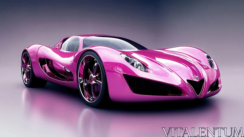 Streamlined magenta concept sports car on neutral surface.