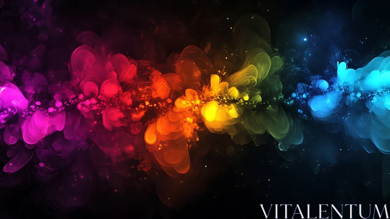 Colorful cosmic cloud bridge glowing across the dark sky.