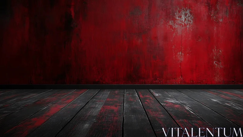 Crimson echo chamber with scarred planks and feral light.