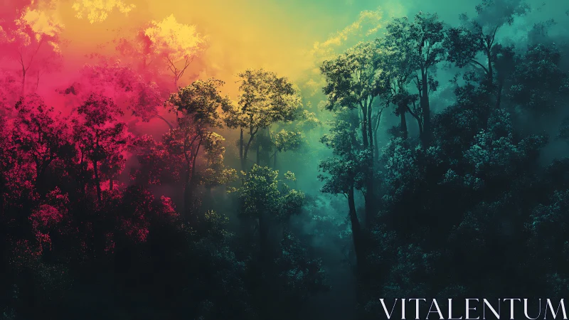 Chromatic Forest Symphony: Where Magenta Whispers Meet Emerald Dreams.