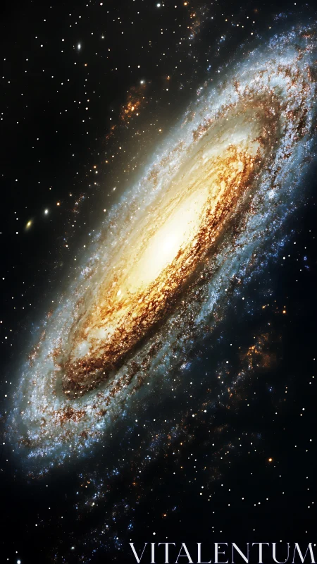 Spiral galaxy core glowing amid dense star field in space.