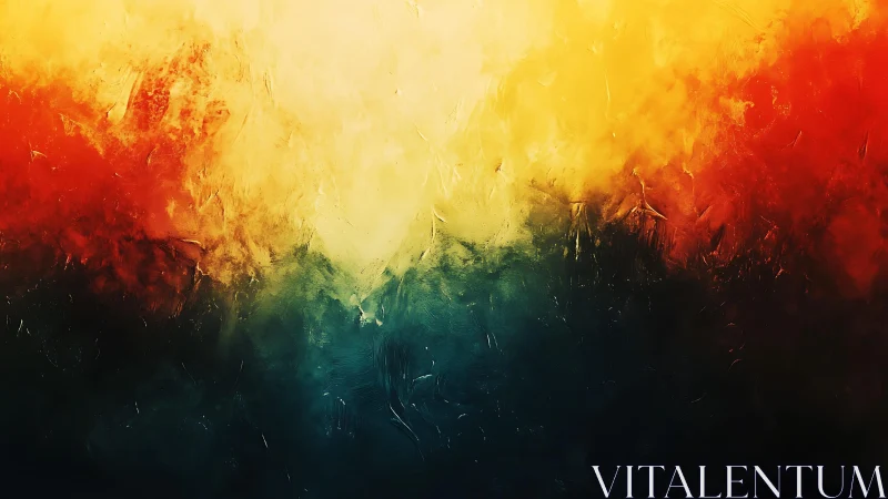 Vibrant Abstract Oil Painting with Red, Yellow, and Blue Tones.