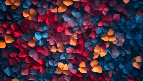 Layered petal field with multicolor gradient shading and depth