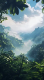Mountain Reverie: Mist-Veiled Valleys Framed by Verdant Canopies.