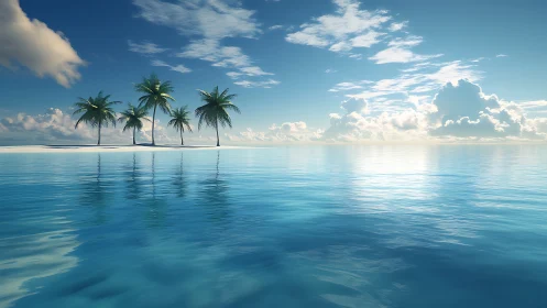 Tropical Island Paradise With Palm Trees and Calm Waters.