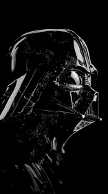 Specular side-profile of glossy armored respirator helm.