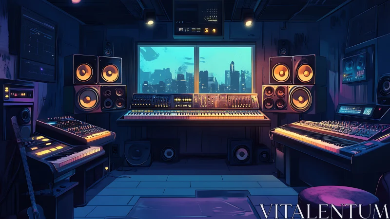 Neon skyline synth studio humming with midnight circuitry.