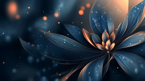 Star-kissed petals quietly orbit a glowing ember core