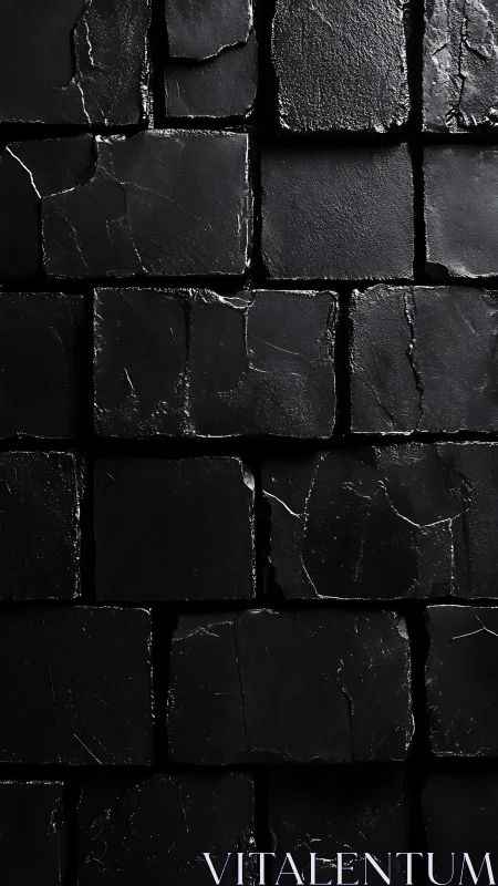 Moody obsidian brickwork with cracked midnight sheen grid.