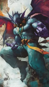 Winged humanoid creature is rendered in dynamic vertical pose