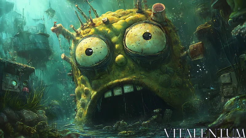 Submerged sponge-like face structure dominates flooded ruin