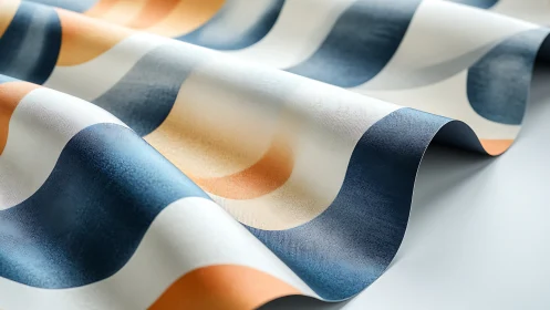Curved fabric sheet shows retro wave pattern in soft focus