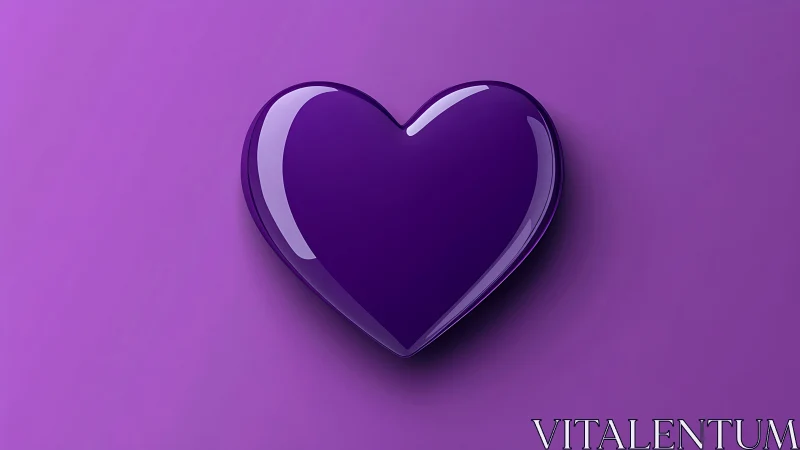 Deep Purple 3D Heart Shape with Gloss Effect on Gradient Background