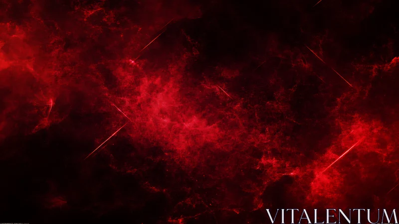 Red abstract nebula cloud with sharp glowing light streaks.