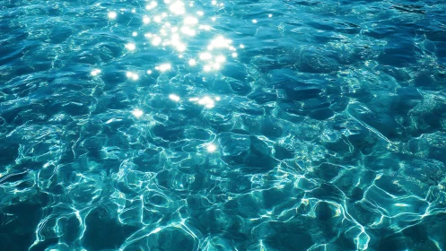 Sunlit ripples sketch dancing constellations across clear sea