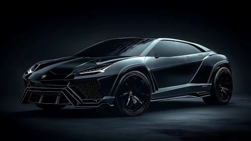 Black supercar SUV showcases sculpted body and stealth lines.