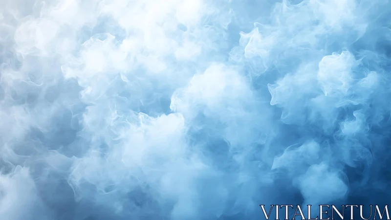 Dense blue mist and smoke swirling in atmospheric abstract style.