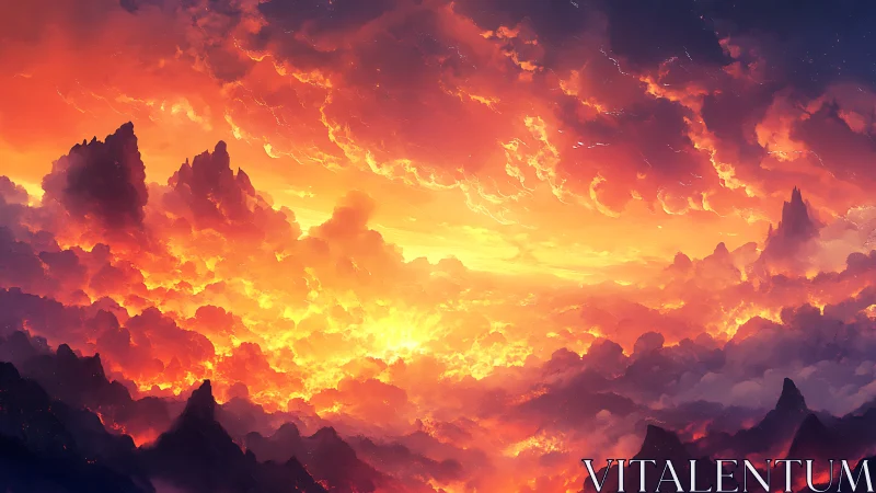 Dramatic Cloud Formation with Intense Orange Illumination.