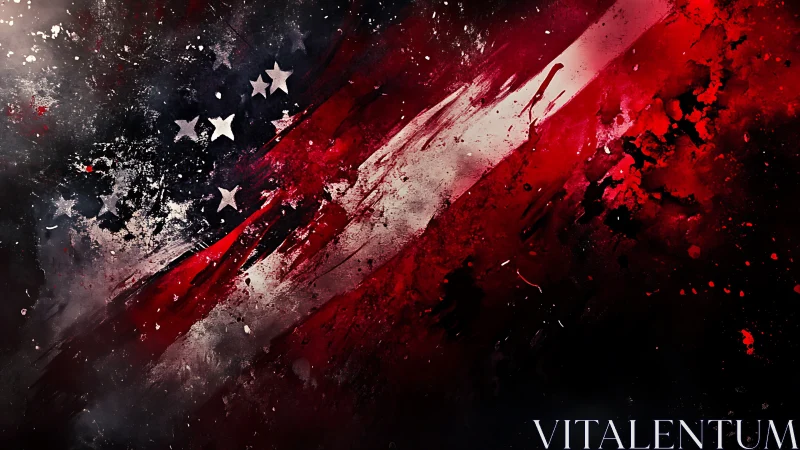 Abstract American flag with bold red, white, blue streaks.