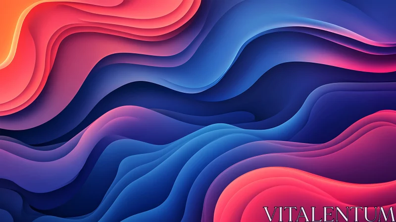 Layered gradient waves form flowing abstract landscape