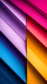 Layered spectrum diagonals in bold geometric abstraction.