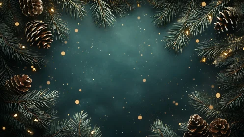 Fir boughs lean inward while golden winter dust quietly gathers