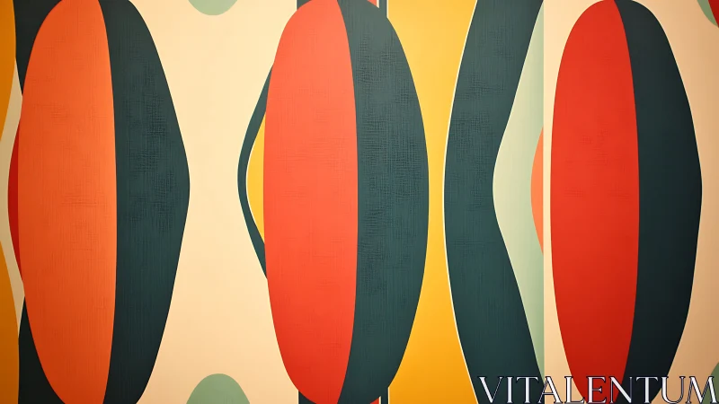 Elongated ovals and curves create bold retro abstractions.
