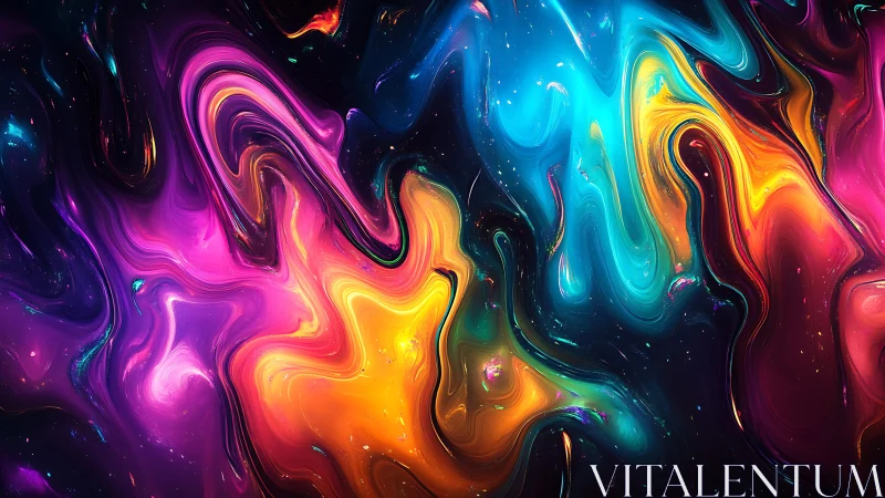 Chromatic nebula flows with high-saturation fluid light gradients