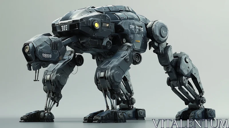 Quadrupedal urban assault mech with armored sensor turret
