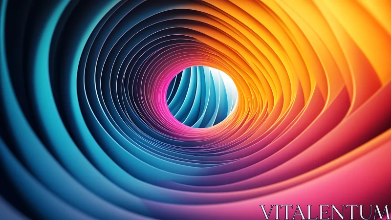Colorful abstract tunnel of layered curved shapes viewed front-on.