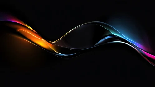 Vibrant Abstract Light Waves on a Dark Background Digital Art.