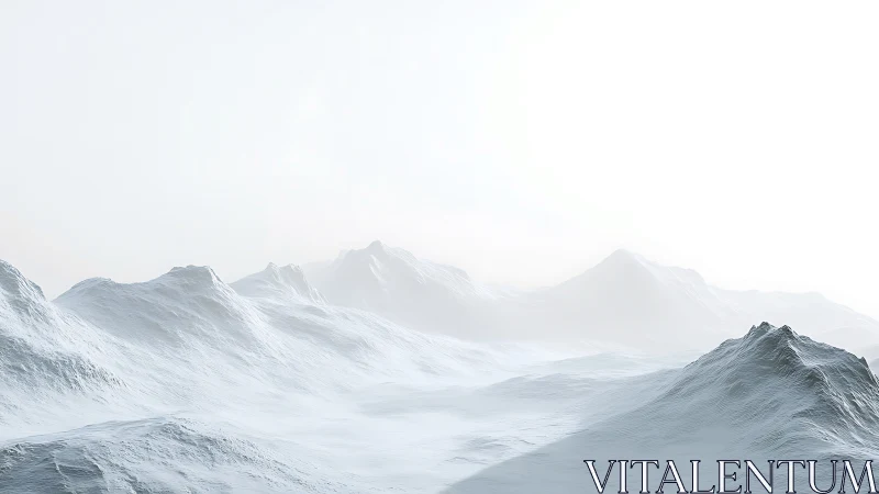 Silent frostbound ridges beneath an overexposed polar sky.