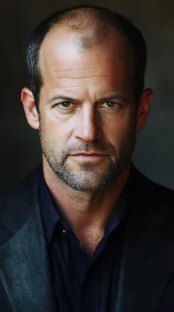 Intense middle‑aged man in sharp portrait studio lighting