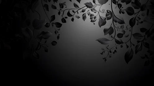 Monochrome 3D botanical relief with gradient void center.