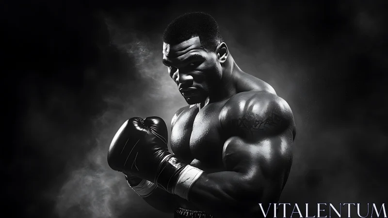 Professional Boxer Stance with Dramatic Chiaroscuro Lighting.