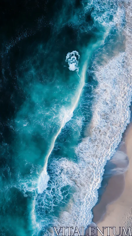 Aerial littoral hydrodynamics with foaming wave interference.